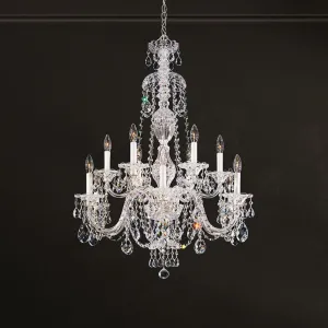 Sterling 12 Light Silver Chandelier with Crystals from Swarovski