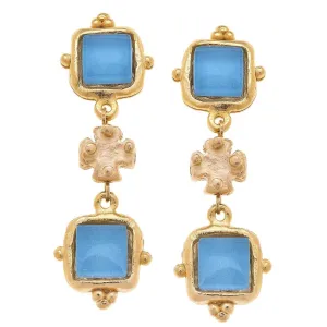 Susan Shaw Charlotte Deux Tier Earrings in Parisian Blue