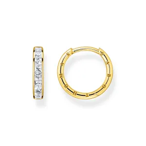 Thomas Sabo Heritage Gold Plated Sterling Silver Baguette CZ Hoop Earring