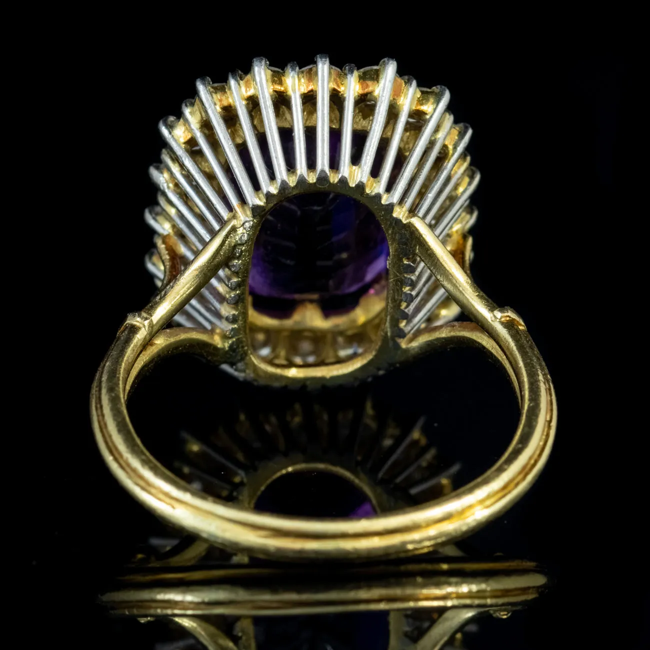 Vintage Amethyst Diamond Ring 18Ct Gold 6Ct Amethyst Dated 1974