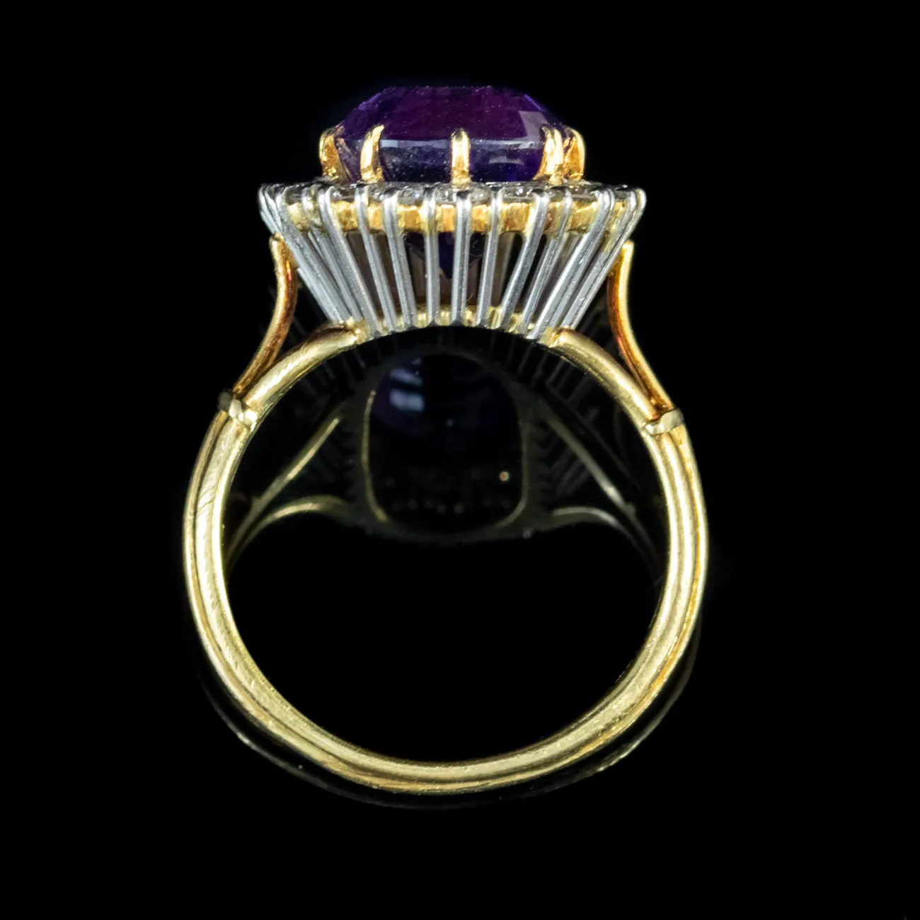 Vintage Amethyst Diamond Ring 18Ct Gold 6Ct Amethyst Dated 1974