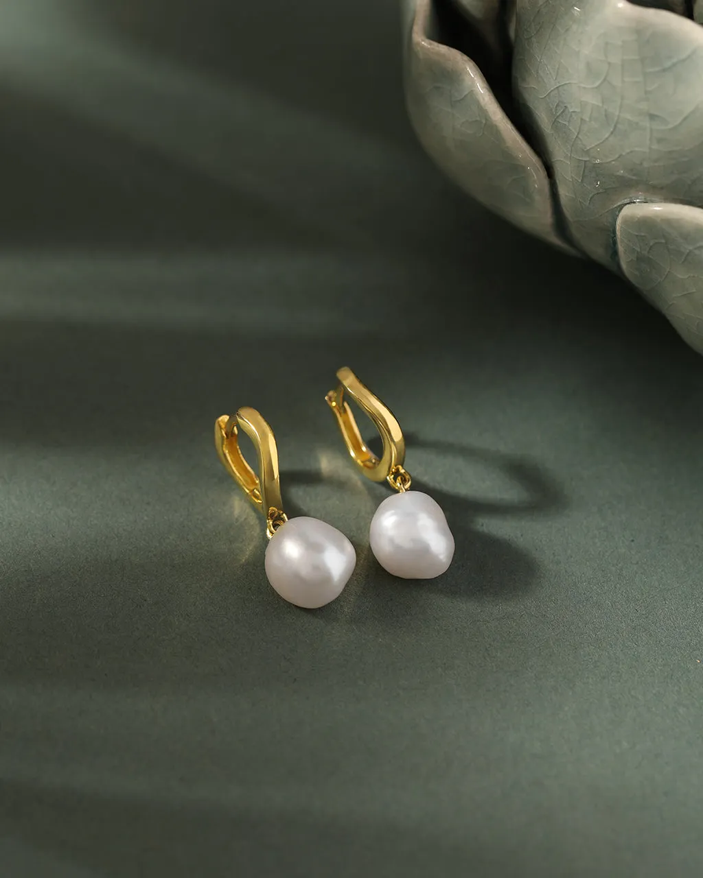 Wave Pearl Drop Earrings