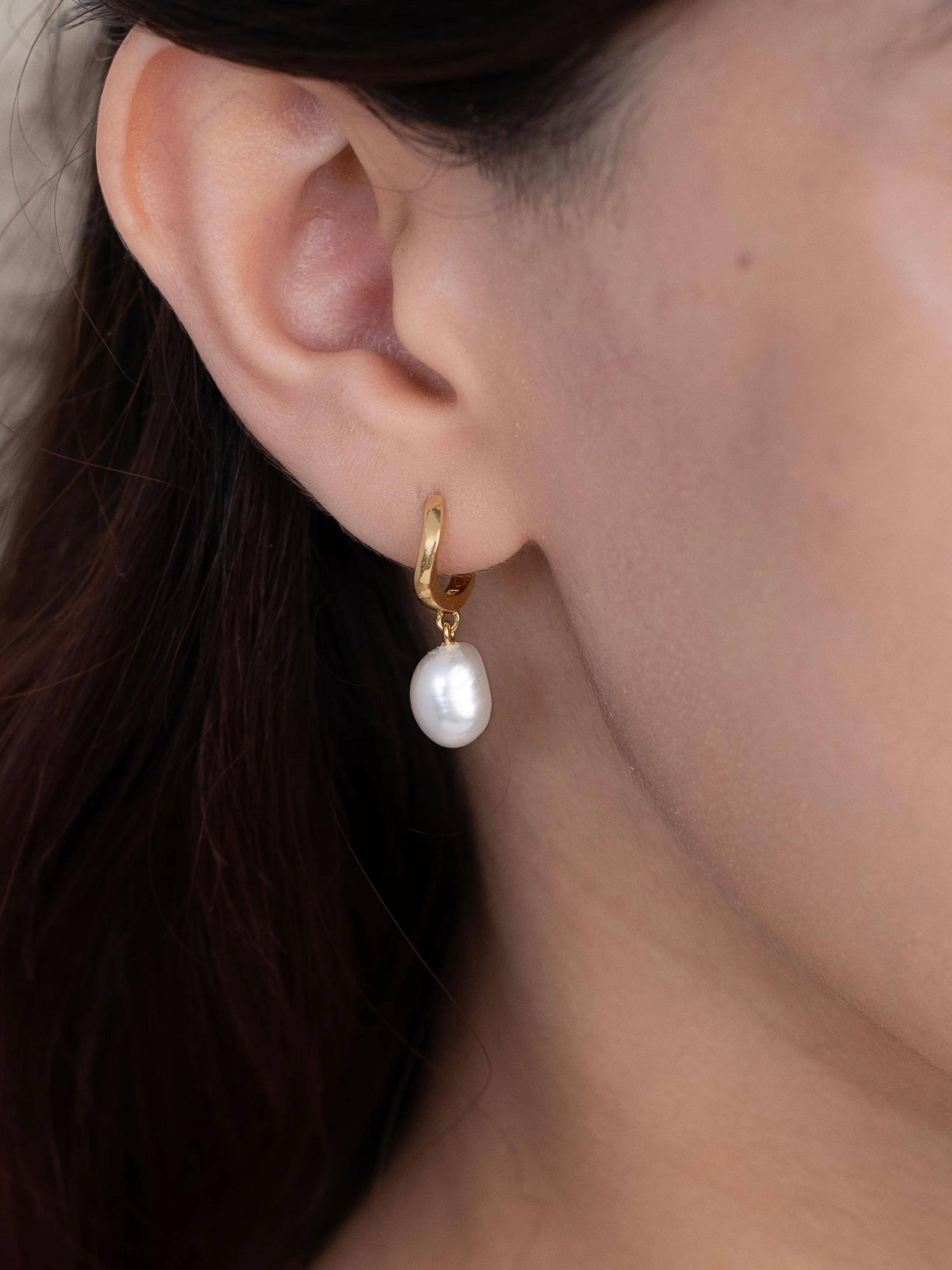 Wave Pearl Drop Earrings