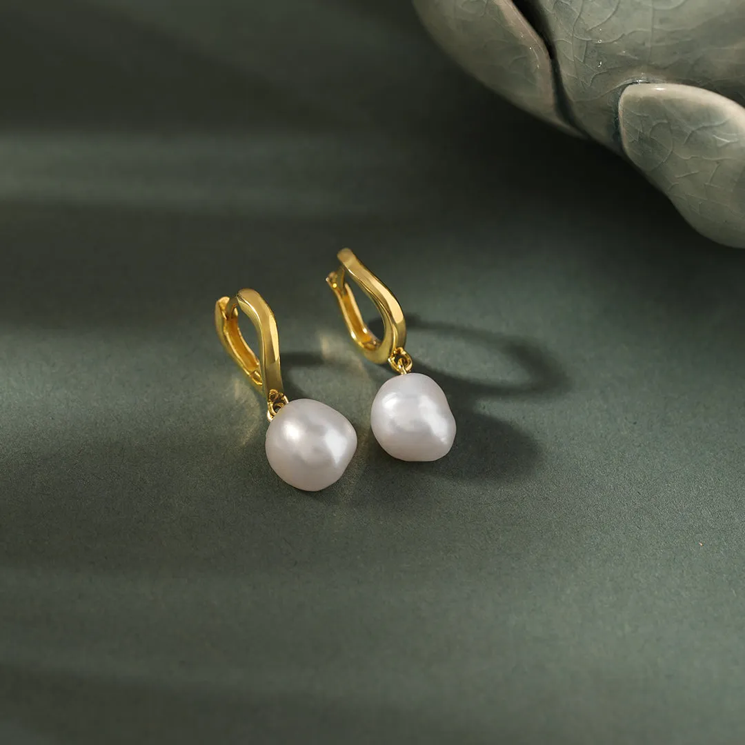 Wave Pearl Drop Earrings