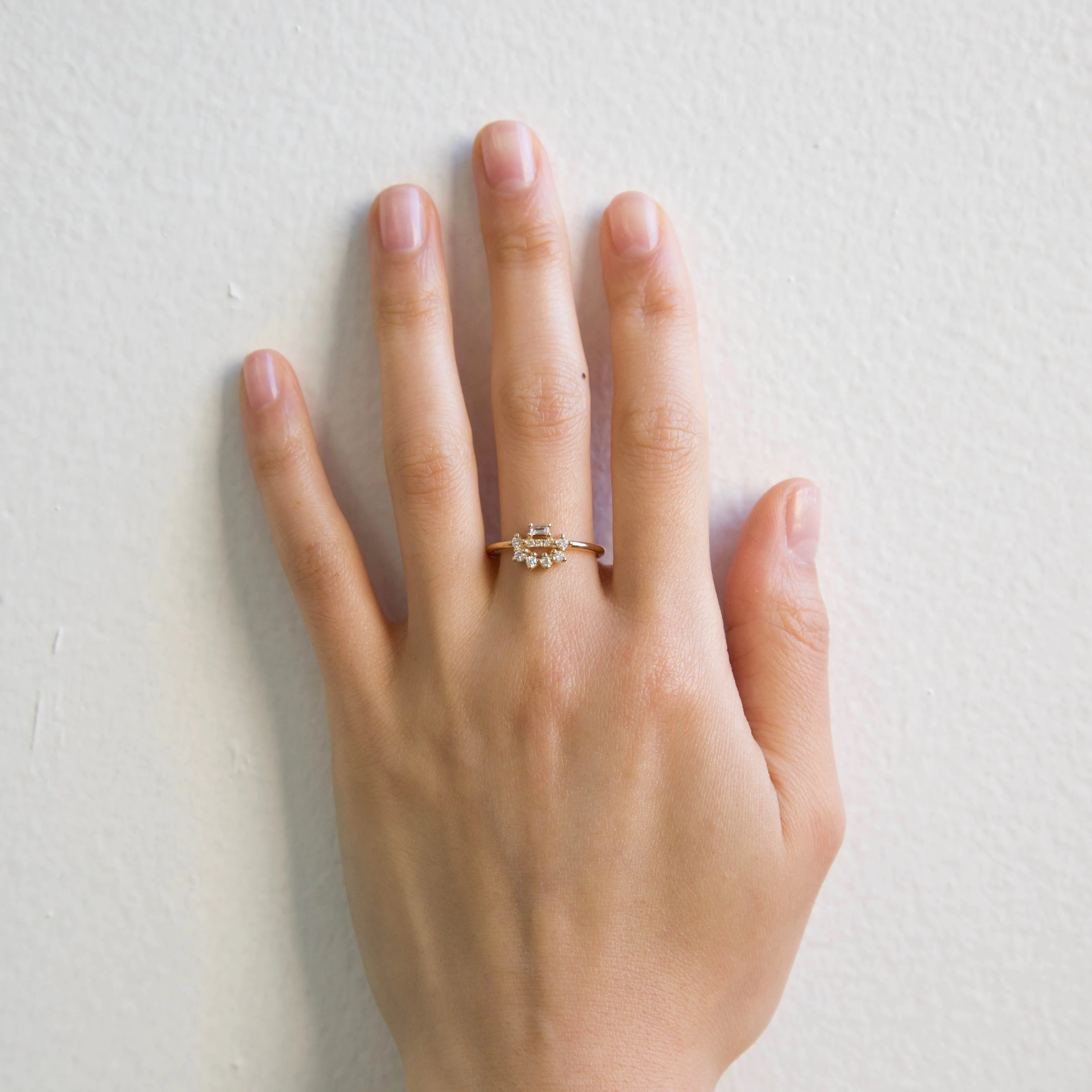 White Diamond Baguette Arch Ring