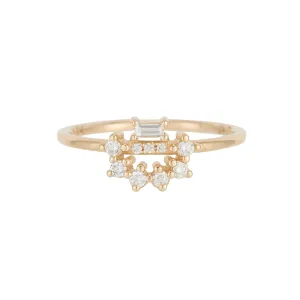 White Diamond Baguette Arch Ring