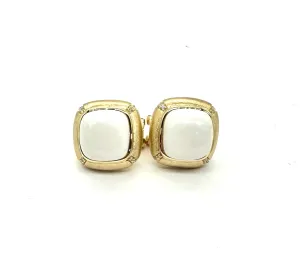 White Onyx & Diamond Accent Earrings