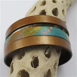 Wide Bold Tri-color Leather Cuff Bracelet